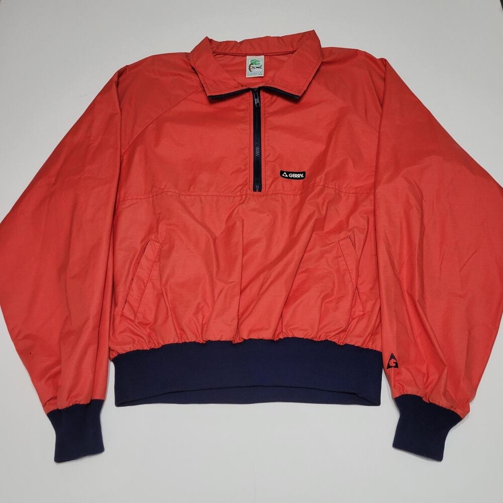 Vintage Gerry Red Navy Trim Windbreaker Mens Medium Zipper Made In USA